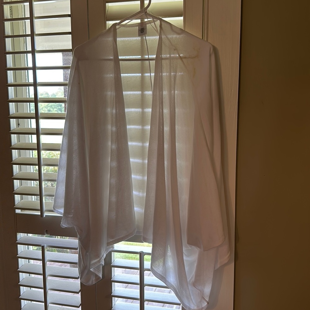 Sheer white knit shrug